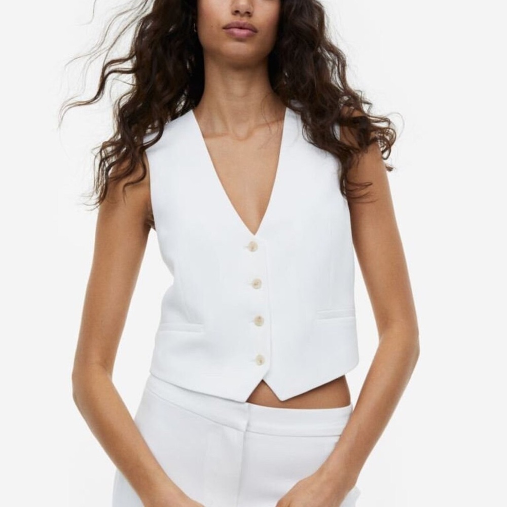 Stylish White Button-Up Vest